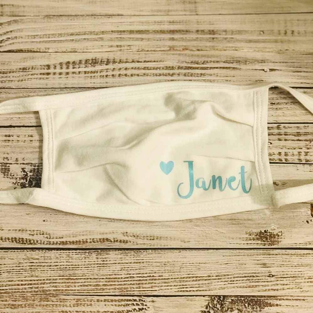 Monogrammed mask, custom